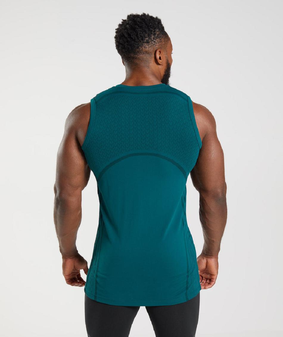 Podkoszulki Męskie Gymshark 315 Seamless Turkusowe Czarne | PL 3981HAP